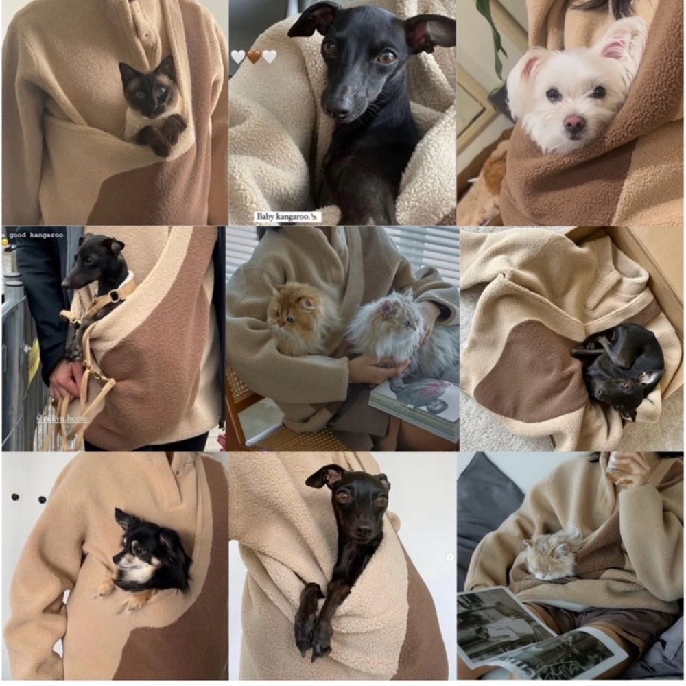 Riikyu Kangaroo Pouch Oversized Fit Unisex Fleece Pet Dog Shirt Sherpa NWT L - Picture 4 of 15